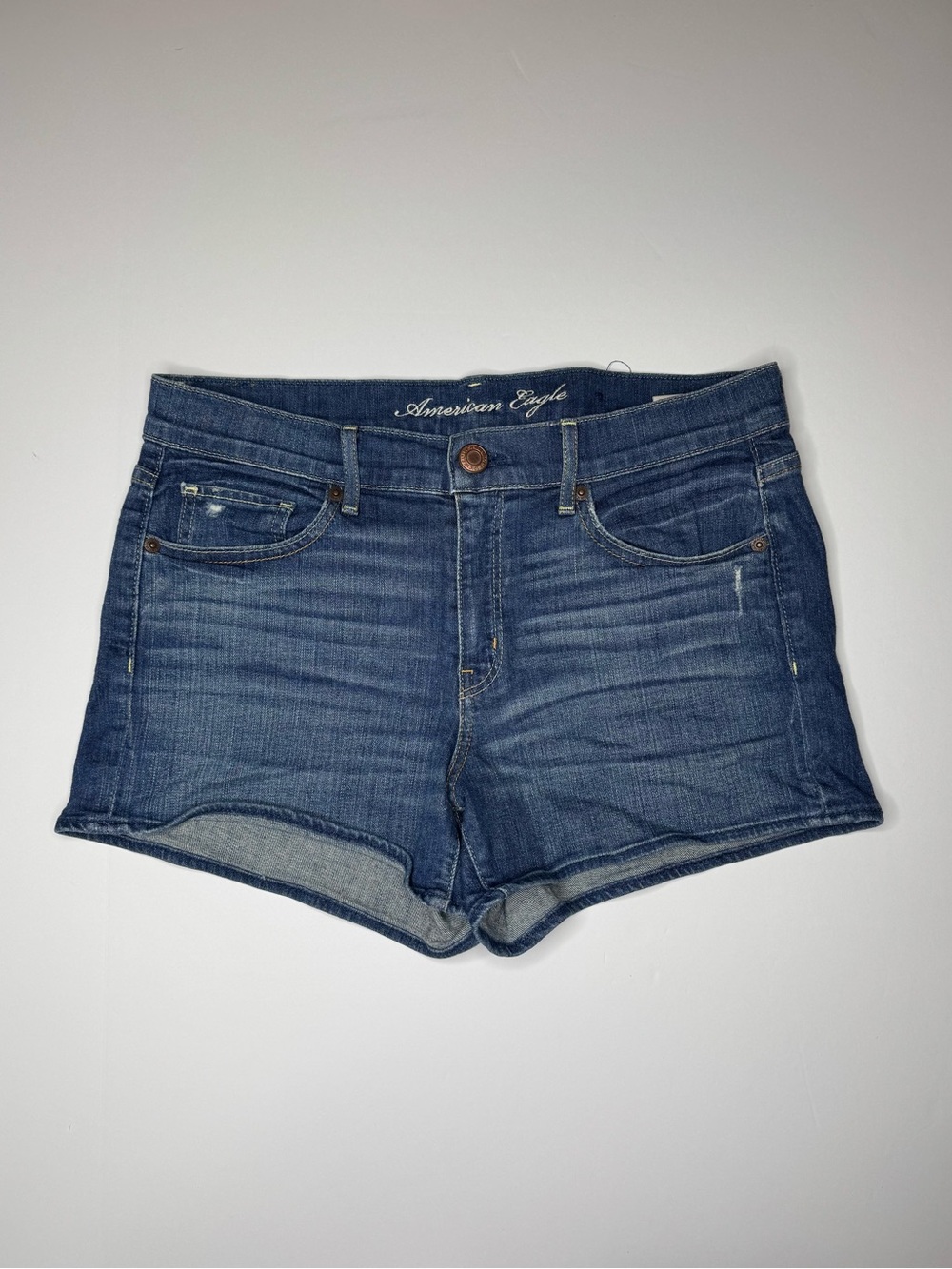 American Eagle Denim Shorts Size 10 2011 Medium Wash Cuffed Jean Shorts